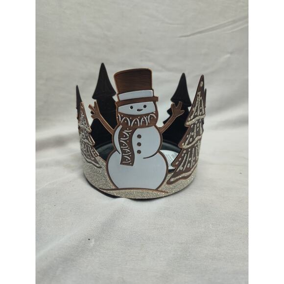 Bath & Body Works BABW Glitter Snowman 3-Wick Candle Holder For 14.5 Oz Candle - Picture 1 of 7